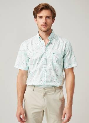 Chemise manches courtes poches vert FYNCH-HATTON homme