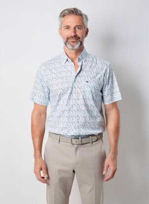 Chemise manches courtes poches bleu FYNCH-HATTON homme