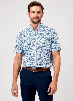 Chemise manches courtes poches bleu FYNCH-HATTON homme