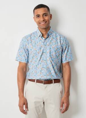 Chemise manches courtes poches bleu FYNCH-HATTON homme