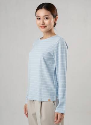 Pull coupe cintrée manches longues bleu clair CAMEL ACTIVE femme