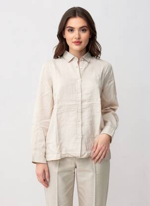 Chemisier tissage crêpe manches longues beige U.S. POLO ASSN femme