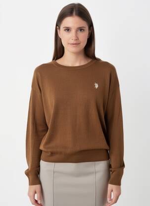 Pull stretch manches longues marron U.S. POLO ASSN femme