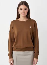 Pull stretch manches longues marron U.S. POLO ASSN femme