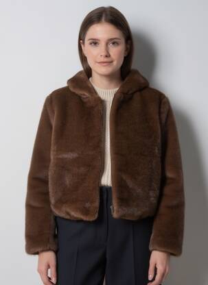 Manteau court capuche a capuche marron H&M femme