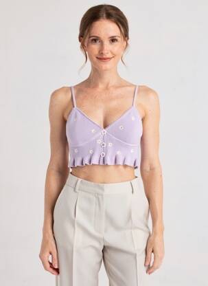 Top stretch fines bretelles violet FOR LOVE & LEMONS femme