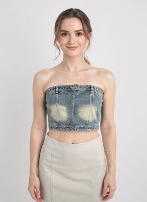 Top col carré sans manche bleu PEPPERMAYO femme