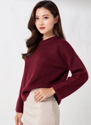 Pull stretch manches longues rouge MS MODE femme