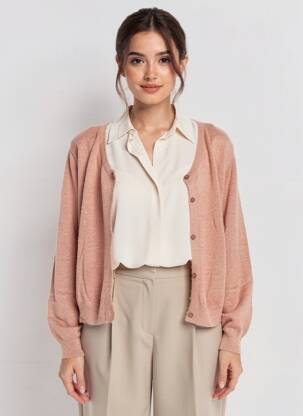 Gilet manches longues resserrée sur le bas marron AMERICAN VINTAGE femme