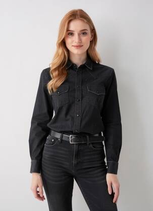 Chemisier coupe cintrée manches longues noir DIESEL femme
