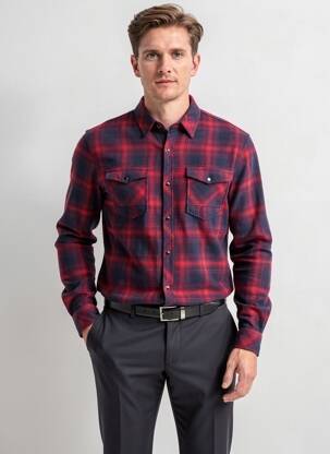Chemise manches longues poches rouge ELEVEN PARIS homme