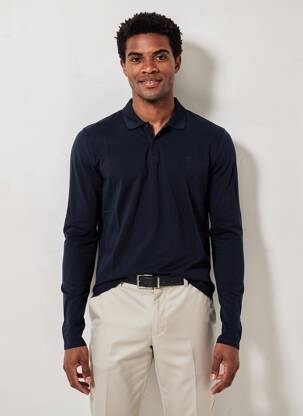 Polo manches longues manches longues bleu PREMIUM DE JACK AND JONES homme