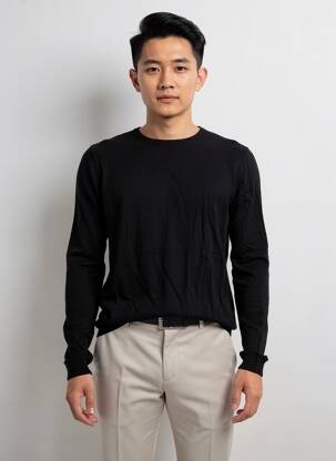 Pull stretch manches longues noir PREMIUM DE JACK AND JONES homme