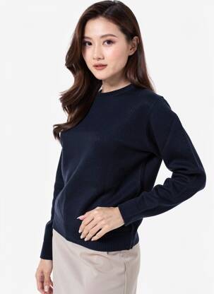 Pull stretch manches longues bleu AMERICAN VINTAGE femme