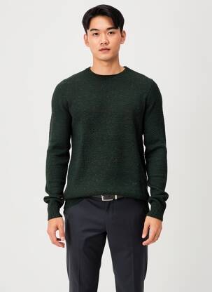 Pull stretch manches longues vert ELEVEN PARIS homme