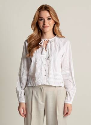 Chemisier coupe cintrée manches longues blanc SUPER DRY femme