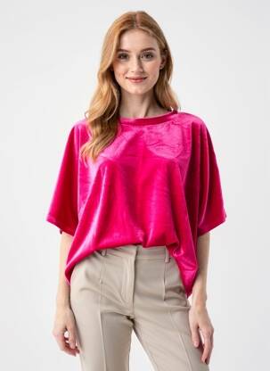 Top stretch manches 3/4 rose fonce SANS MARQUE femme