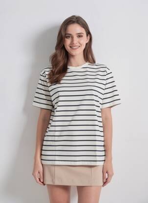 T-shirt coupe droite manches courtes beige ZARA femme