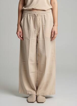 Pantalon large tissage crêpe taille normale beige HALARA femme