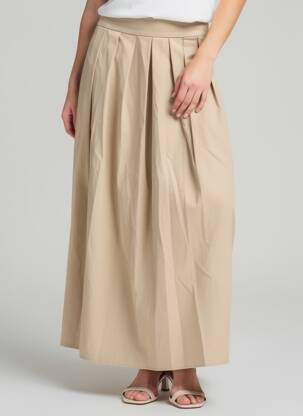 Jupe longue coupe évasée beige SANS MARQUE femme