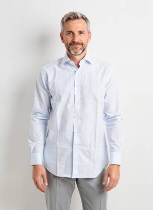 Chemise manches longues coupe cintrée bleu XACUS homme