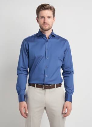 Chemise manches longues coupe cintrée bleu XACUS homme
