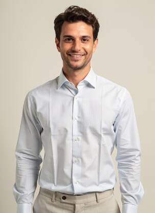 Chemise manches longues coupe cintrée bleu XACUS homme