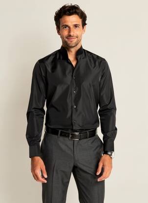 Chemise manches longues coupe cintrée noir XACUS homme