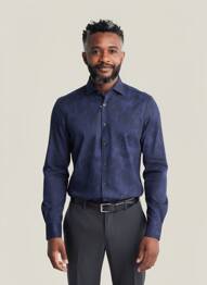 Chemise manches longues coupe cintrée bleu XACUS homme