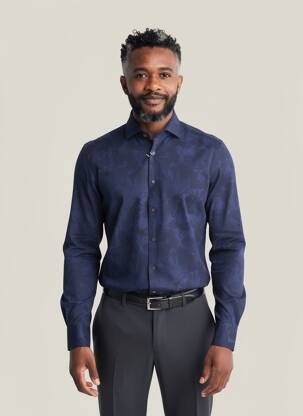 Chemise manches longues coupe cintrée bleu XACUS homme