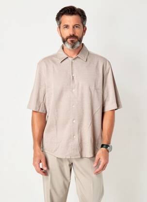 Chemise manches courtes coupe cintrée marron XACUS homme