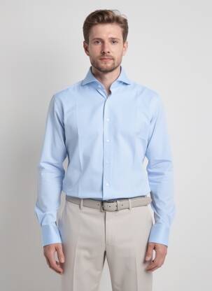 Chemise manches longues coupe cintrée bleu XACUS homme