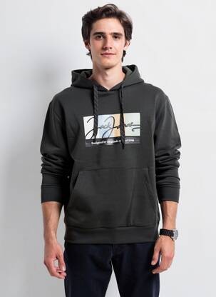 Sweat-shirt à capuche poches manches longues gris JACK & JONES homme