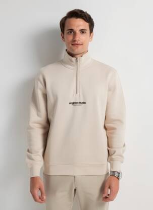 Sweat-shirt stretch manches longues beige JACK & JONES homme