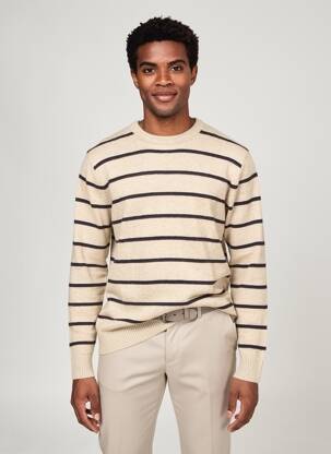 Pull stretch manches longues beige JACK & JONES homme