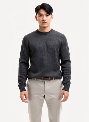 Pull stretch manches longues gris JACK & JONES homme