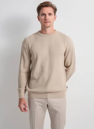 Pull stretch manches longues beige JACK & JONES homme