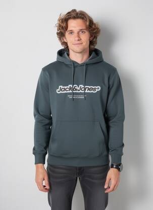Sweat-shirt à capuche tissage jersey manches longues vert JACK & JONES homme