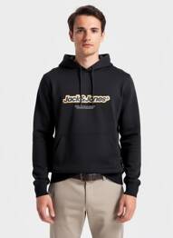Sweat-shirt à capuche tissage jersey manches longues noir JACK & JONES homme