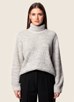 Pull col roulé tissage chiné manches longues gris JACK & JONES femme