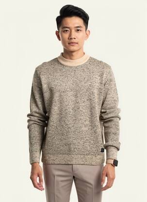 Pull stretch manches longues beige JACK & JONES homme