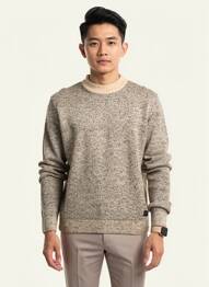 Pull stretch manches longues beige JACK & JONES homme