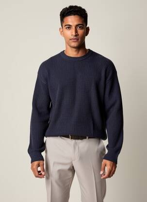 Pull stretch manches longues bleu JACK & JONES homme