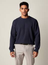 Pull stretch manches longues bleu JACK & JONES homme