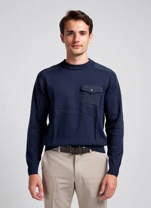 Pull stretch manches longues bleu JACK & JONES homme