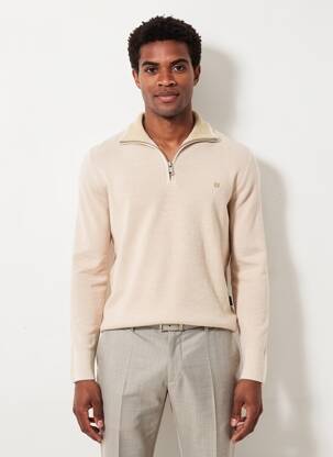 Pull stretch manches longues beige JACK & JONES homme