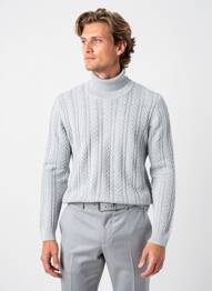Pull col roulé stretch manches longues gris JACK & JONES homme