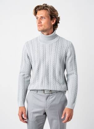 Pull col roulé stretch manches longues gris JACK & JONES homme