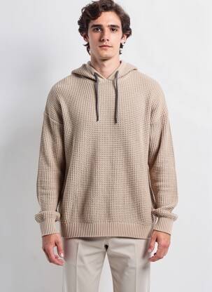 Pull col rond manches longues beige JACK & JONES homme