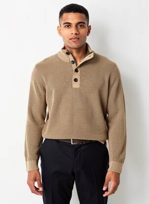 Pull stretch manches longues beige JACK & JONES homme